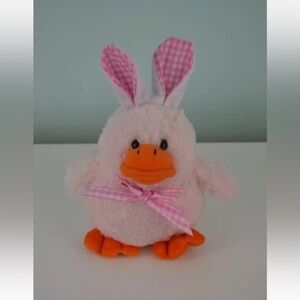 Inter-American Duck Dressed as Easter Bunny Plush Stuffed Animal Pink Orange